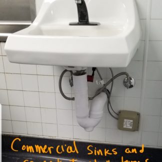 Commercial sinks and faucet installations